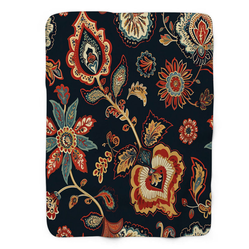 Motif Boho Chic Vibe - 1 pièce Sherpa Premium, Grand lit