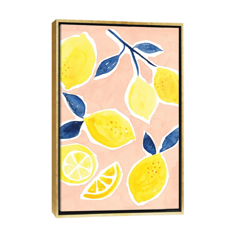 «Lemon Love I», reproduction d'art sur toile encadrée, H 40 po x l 26 po, Toile à cadre flottant sans passe-partout, Doré