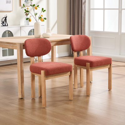 Ensemble de 2 chaises de salle à manger en bois, chaise de salle à manger rembourrée en tissu moderne, chaise de salle à manger de style maison de campagne