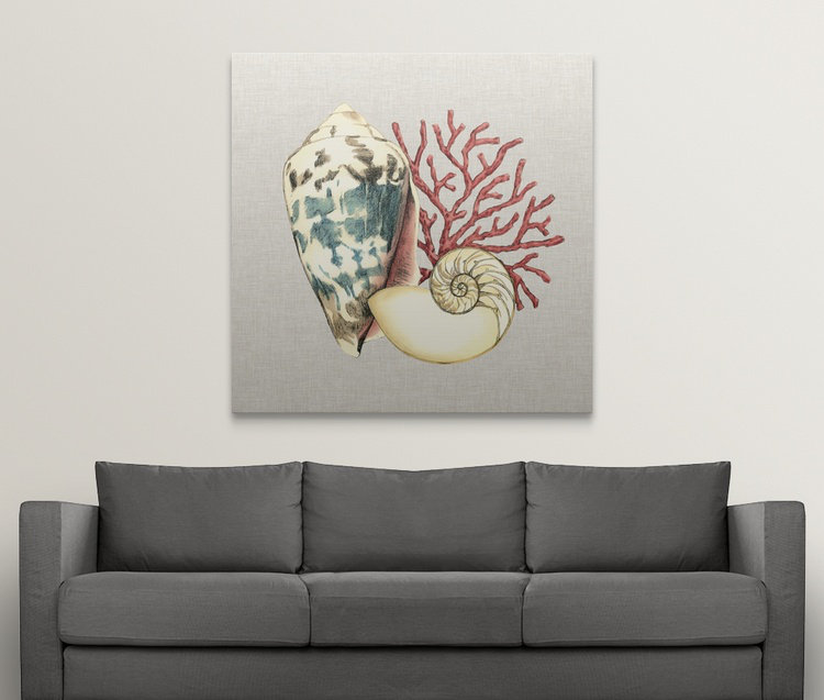 "par the mer shore i’megan meagher, reproduction d’art, H 35 po x l 35 po x P 1,5 po, Toile