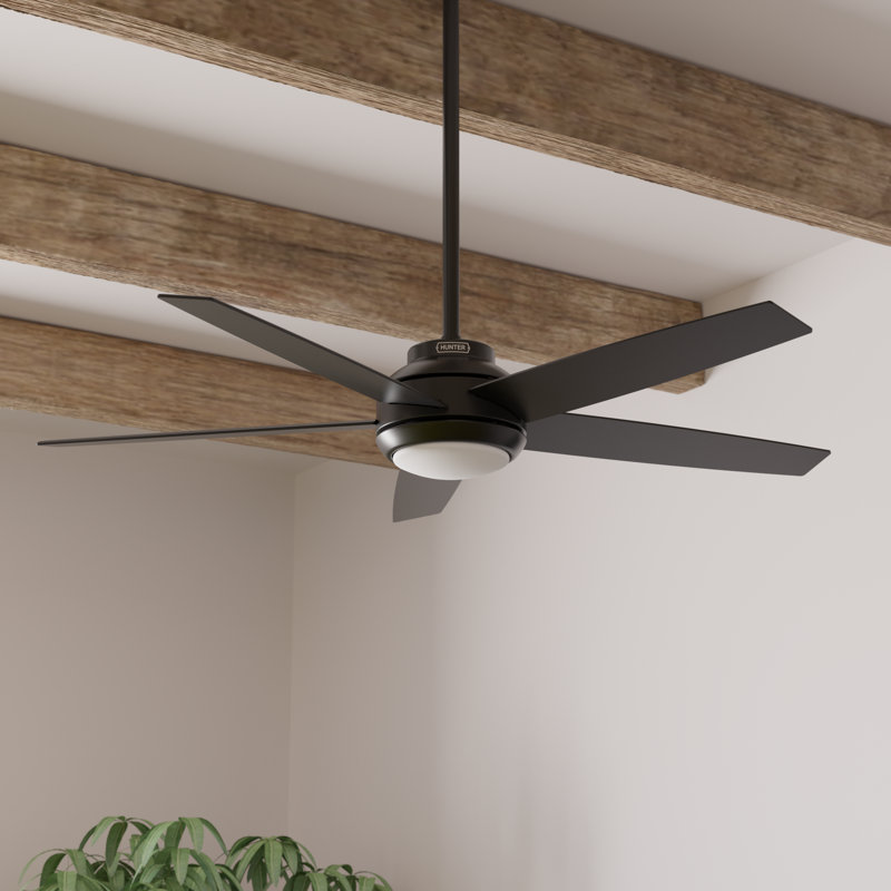 52" Zayden 5 - Blade Ceiling Fan With Lights and Remote, Matte Black