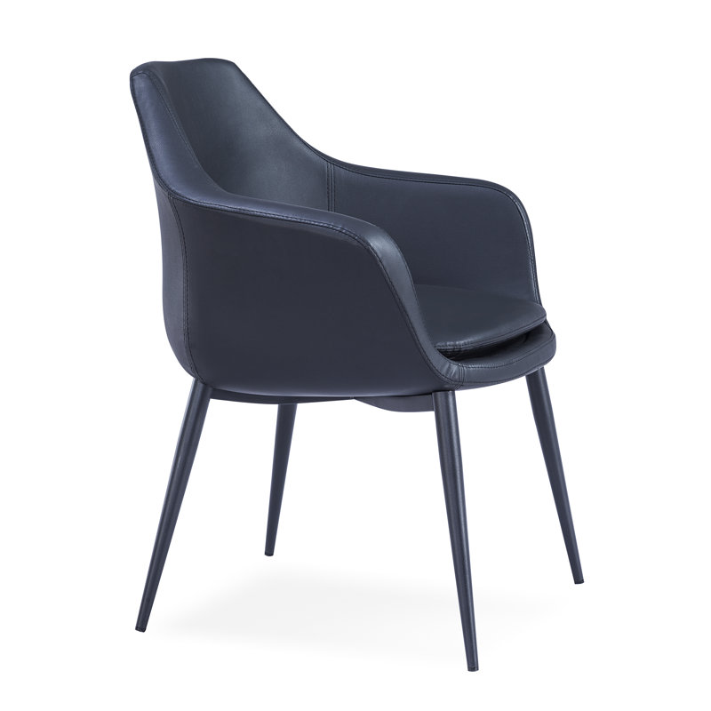 Teegan 19'' H Upholstered Metal Armchair, Black, Black