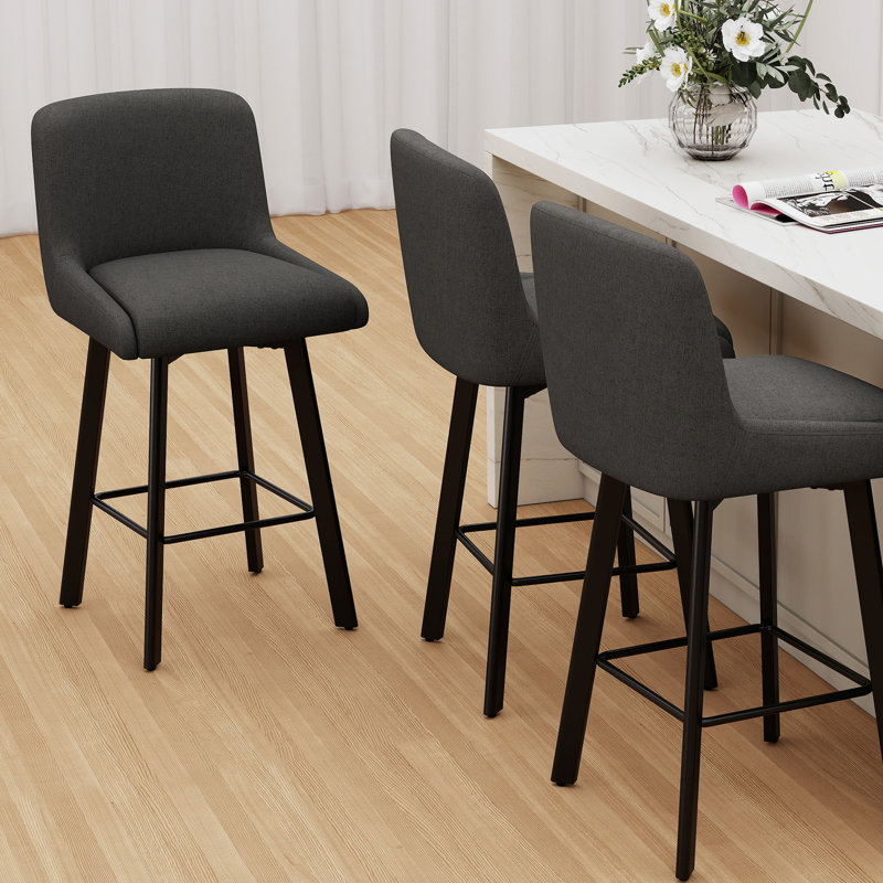 Tabouret de bar 26 po H, 3, Black Grey, Tabouret de bar = siège d'une hauteur de 26 po