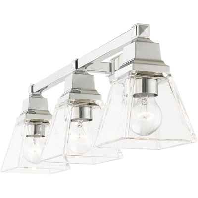 Luminaire moderne à 3 lumières pour salle de bain élégante avec abat-jour en verre transparent