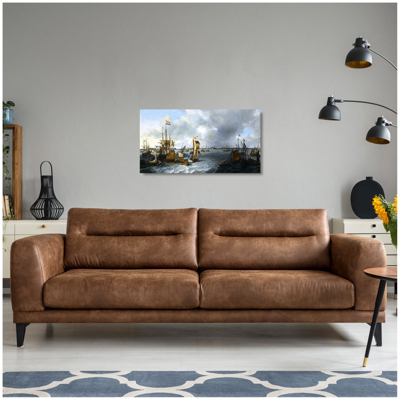 Le Port dAmsterdam vu de lIj,1666 by Ludolf Backhuysen Sailboat Warship Painting Reproductions Reproductions,Giclee Canvas Prints Wall Art for Home Decor