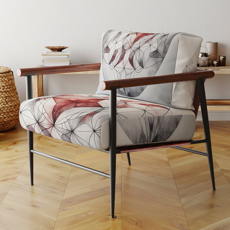Géométrie sacrée aux tons vintage IV - Fauteuil contemporain recouvert de velours, fauteuil d'appoint géométrique abstrait
