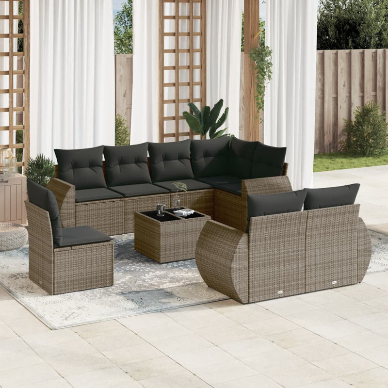 Vidaxl Garden Sofa Set Grey, Dark Grey
