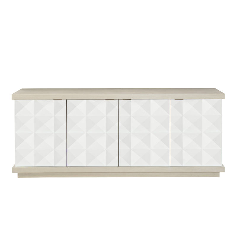 78" Gray and White Faux Anigre Buffet with 2 Drawers