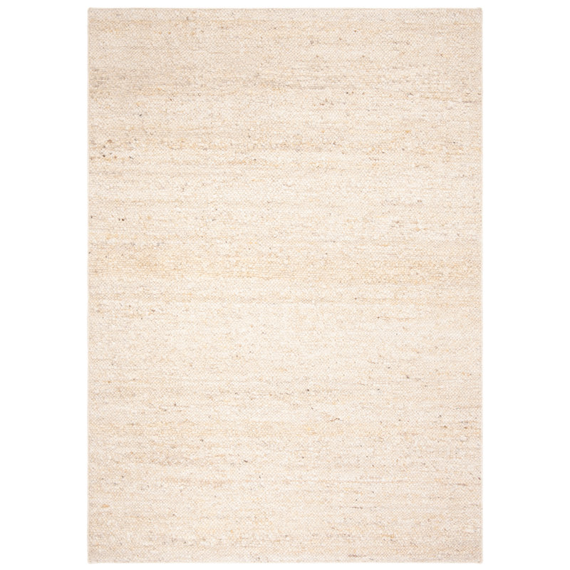 Manon Natura Hand Woven Wool/Cotton Solid Color Rug in Ivory, Rectangle 2' x 5'
