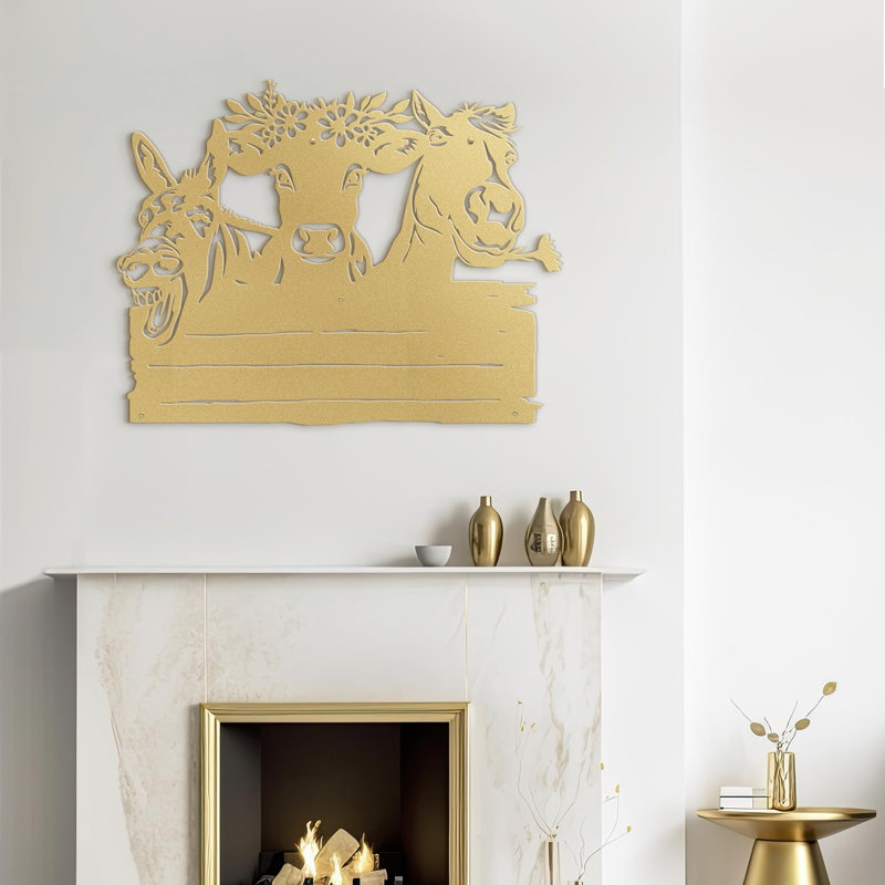 Décoration murale en métal, Or, H 20 po x l 30 po x P 0,05 po