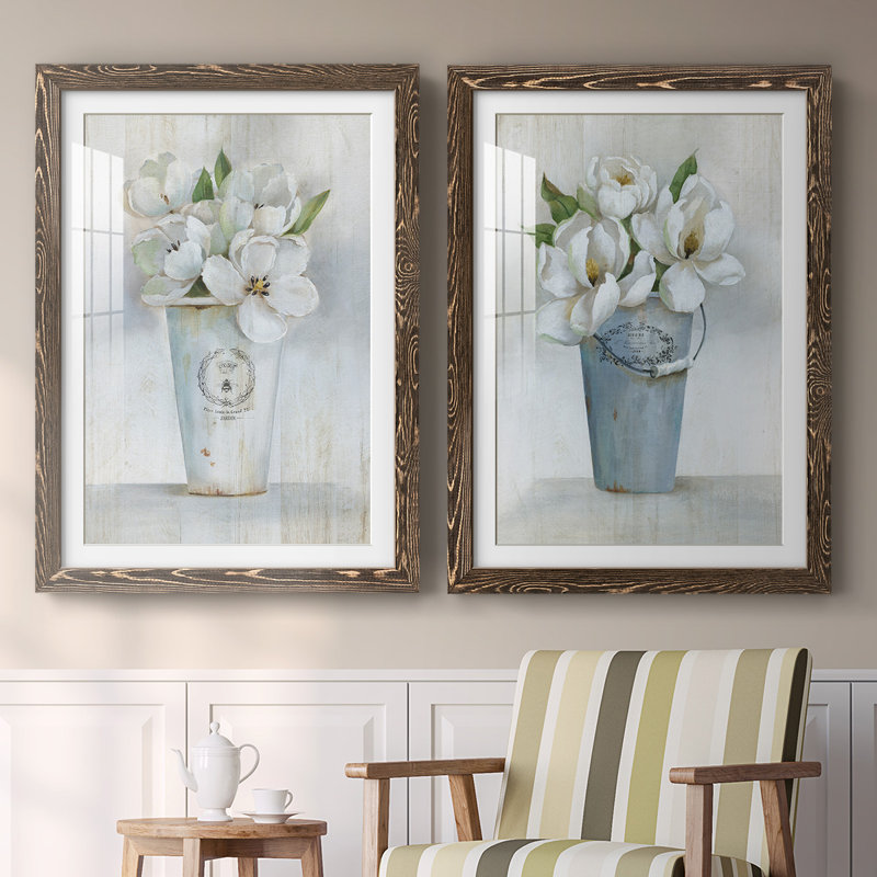 «Fleuriste Francais I», reproduction de photo sur toile 2 pièces, H 27,5 po x l 75 po x P 1,5 po, Noyer