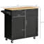 Îlot de cuisine sur roulettes 41 po, chariot de rangement roulant noir et fonctionnel avec tablettes réglables