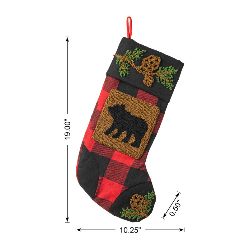 Rug Hooked Bear Stocking