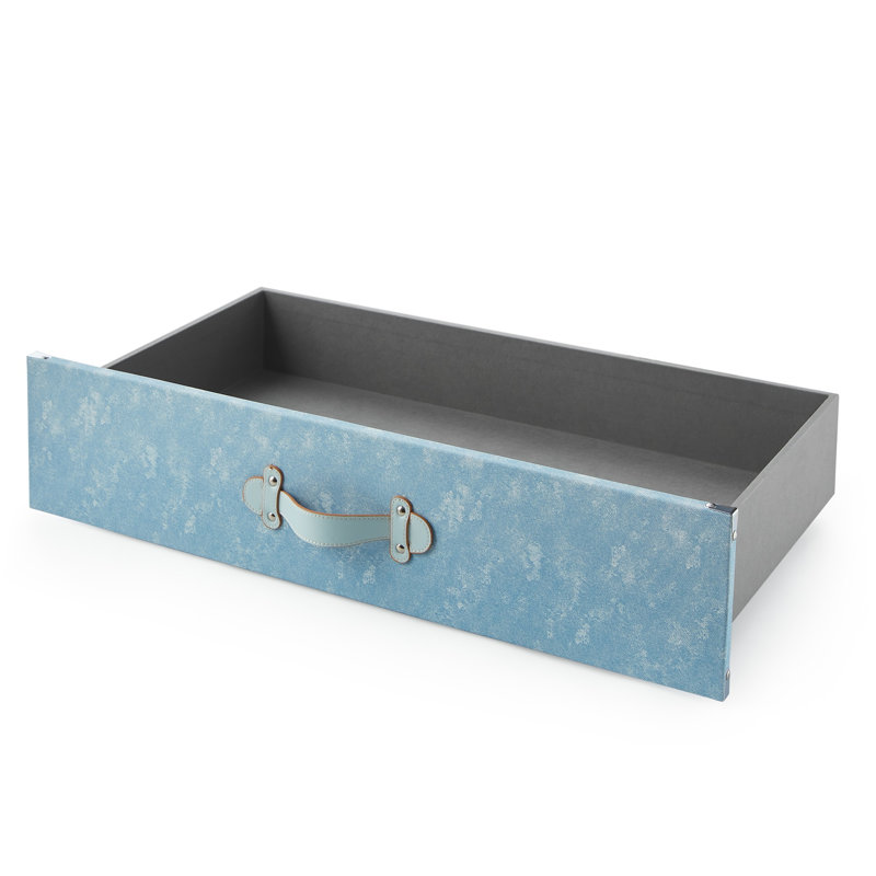 DormCo Texture Underbed Storage Bin with Wheels - Marbled Pattern, Jeans Blue