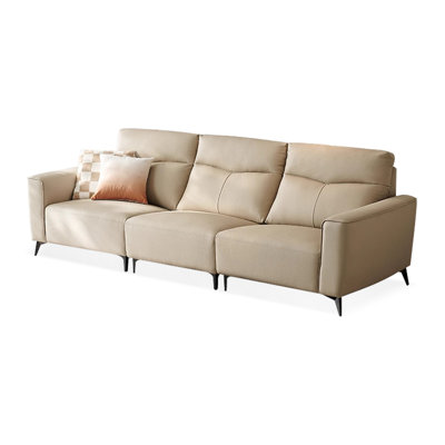 Khaki Genuine Leather Modular Sofa cushion couch