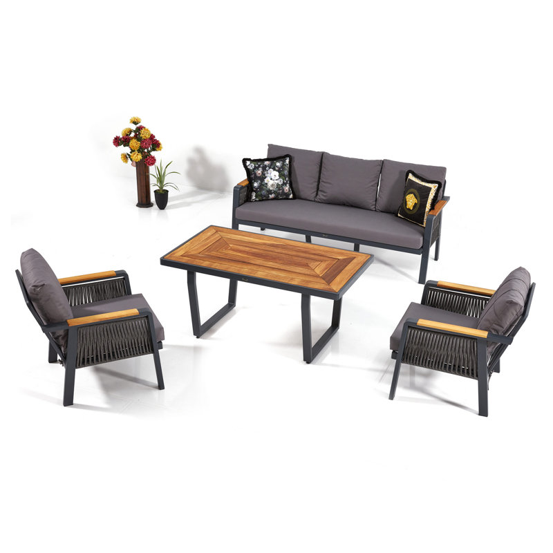 Ensemble de conversation avec coussins 4 pièces, Anthracite