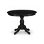 L'ensemble 5 pièces de table et chaises de cuisine comprend une table de salle à manger ronde avec piédestal et 4 chaises rembourrées en tissu de lin, noir brossé-853530676-853530678-853530677