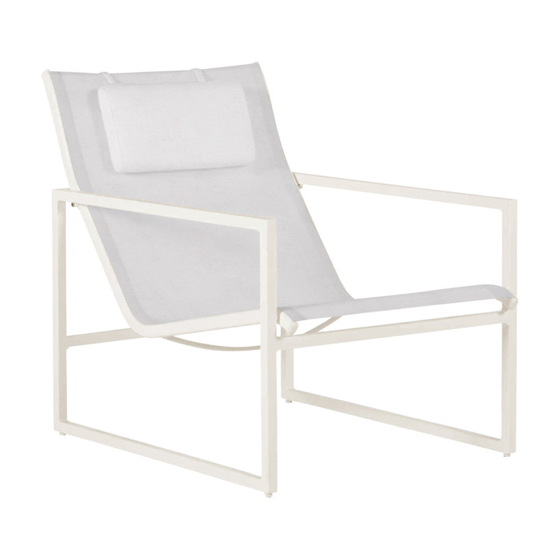 Serenata Sunbrella® Patio Lounge Chair, No Welt, Linen Snow, Chalk/White Sling