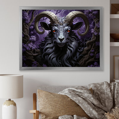 Abstract Purple Goat King - Goat Animal Wall Art