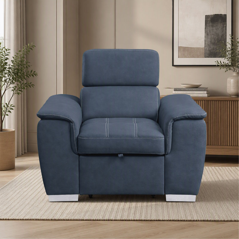 Chaise avec repose-pieds coulissant en microfibre
