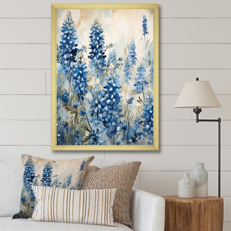 Blue Bonnets Tranquility II, reproduction d'art sur toile, Or, H 20 po x l 12 po x P 1 po