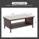 Outdoor Wicker Coffee Table Patio Table 2-layer Glass Tabletop with Furniture Cover
