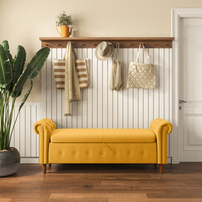 Agnew Linen Upholstered Storage Bench