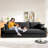 101" Oversized Corduroy Sofa with Square Armrests and Pocket Spring Cushion Seat - Black-1225444062