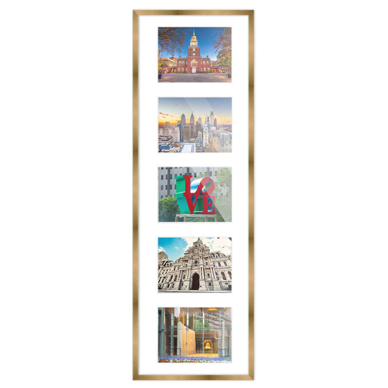 Cadre en bois, 5 po x 7 po, 8,5 po x 28,5 po, Bronze / blanc