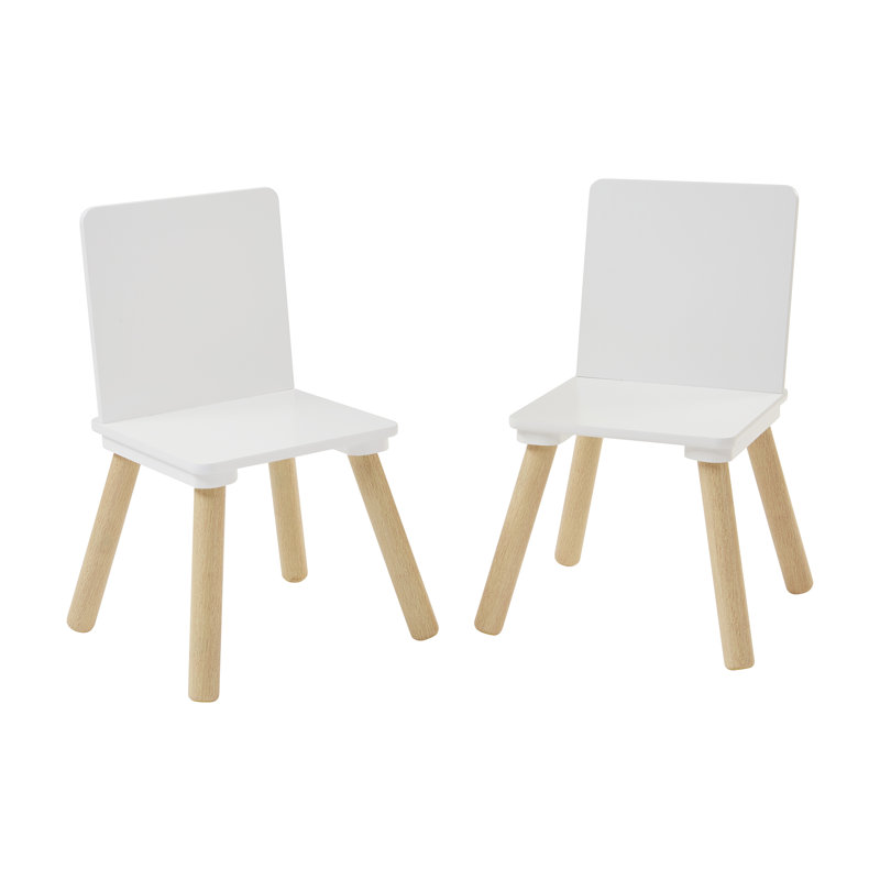 Kids White & Pinewood Chairs (pack of 2)