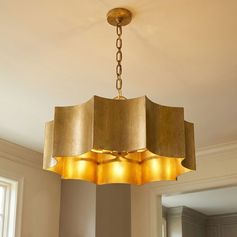 Carney 3-Light Chandelier, Patine dorée