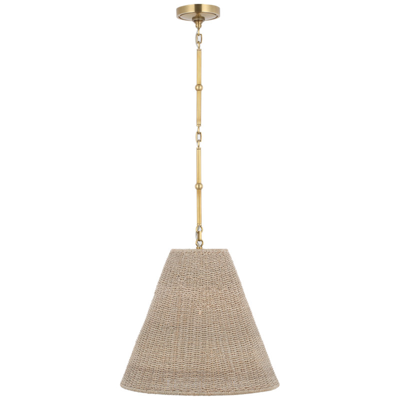 Goodman Pendant by Thomas O'Brien, Hand Rubbed Antique Brass, Ash, 15.5" H x 18" W x 18" D