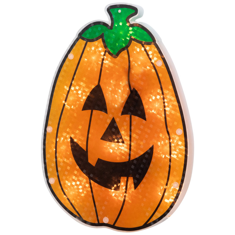 Présentoir pour fenêtre holographique citrouille Halloween
