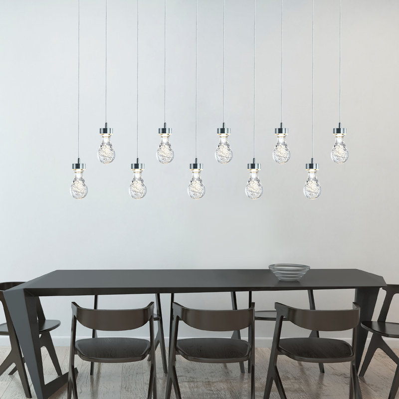 Luminaire suspendu grappe 10 lumières Atoka, Nickel