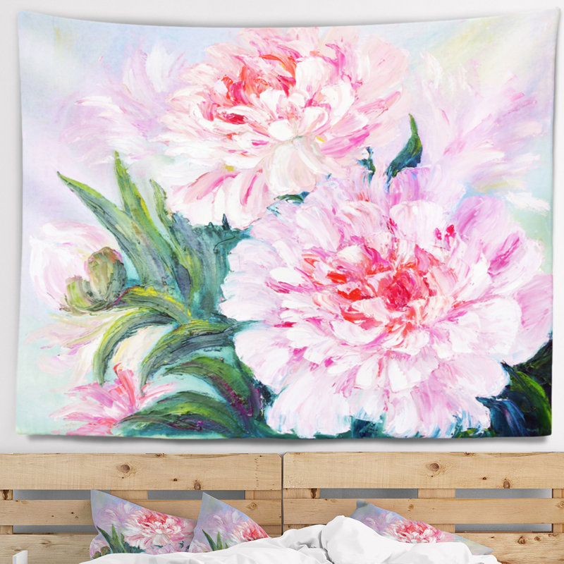 Tapisserie pleine de pivoines soufflé Floral, H 32 po x l 39 po