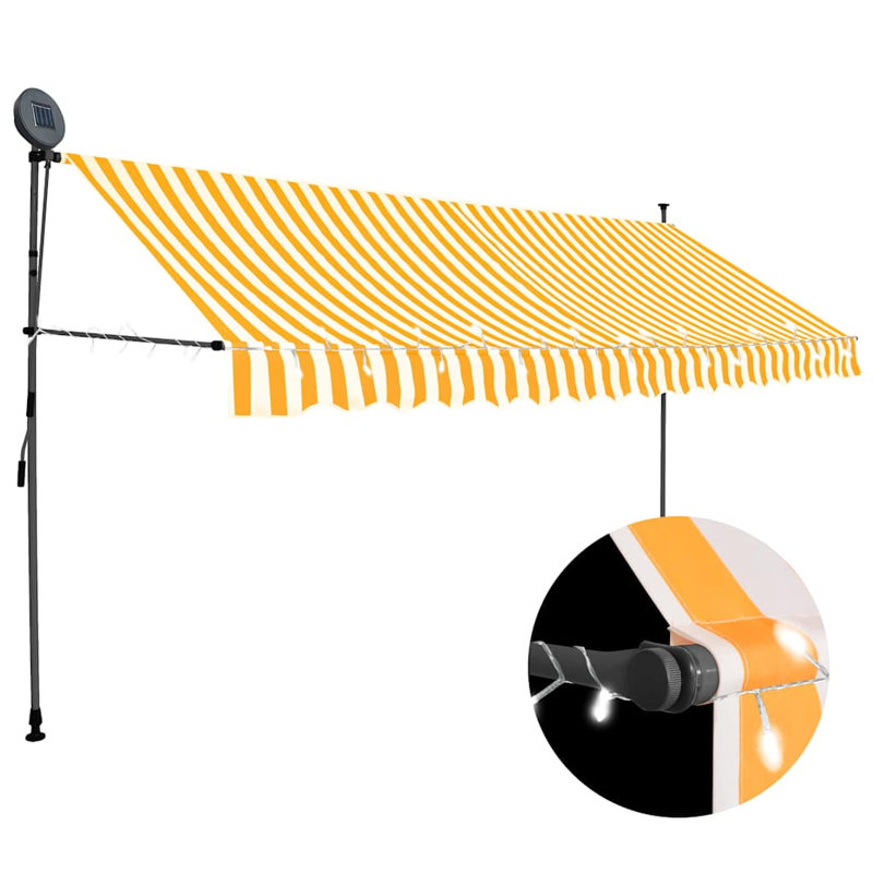 Polyester Cover Retractable Door / Window Awning, 59.10" H x 137.80" W, Striped White/Orange