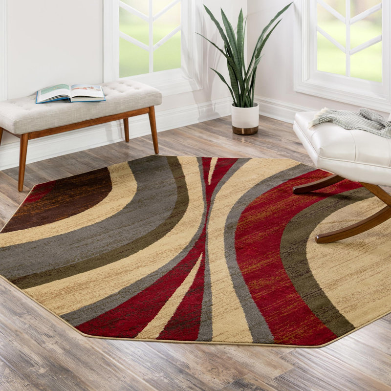 Abstract Indoor Rug, Octagon 6' x 6'