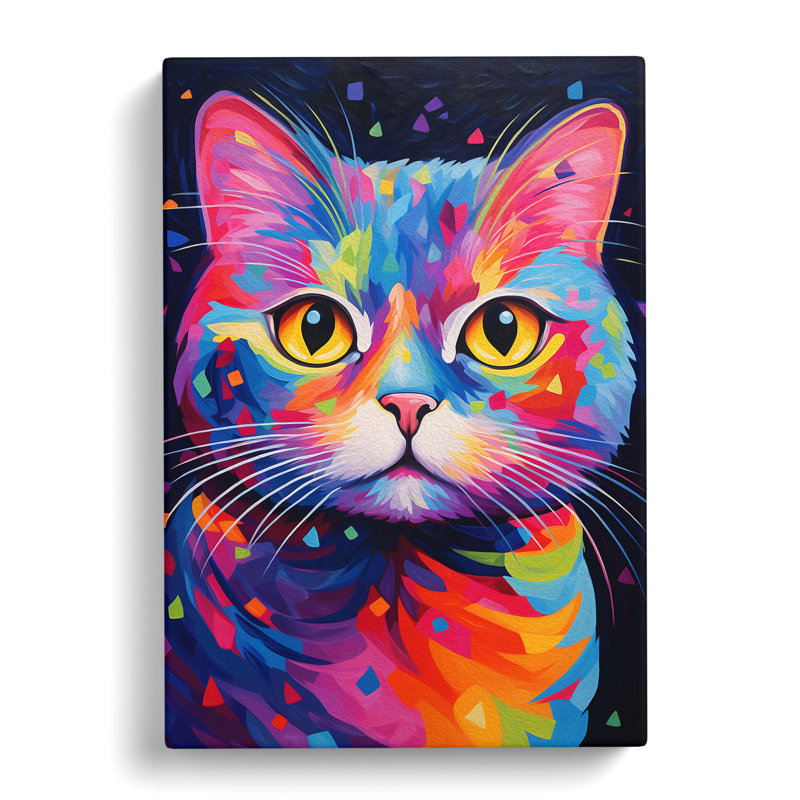 Cat Abstract - Print on Canvas, 76cm H x 50cm W x 3cm D