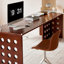 Bureau rectangulaire brun en bois massif-129250357
