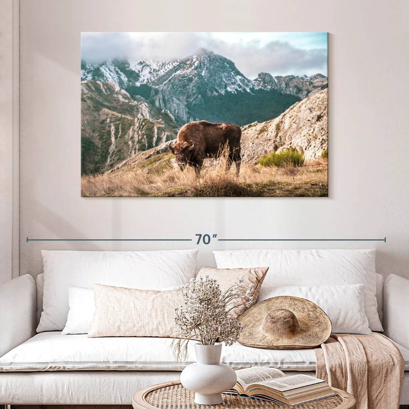 Brampt Bison Lost In The Mountains, 32" H x 48" W