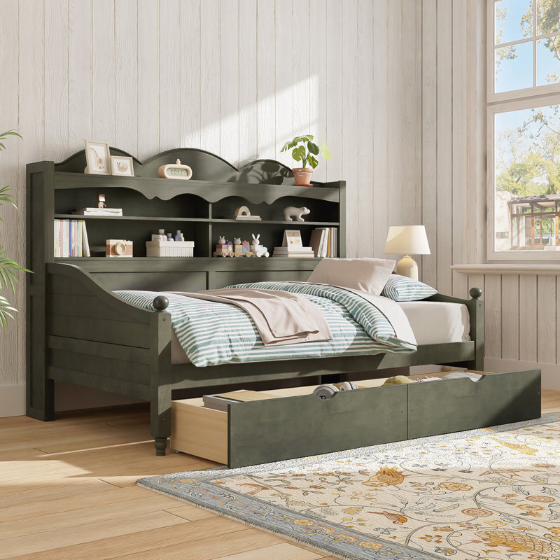 Lit de jour simple avec tiroirs de rangement, Antique Grey