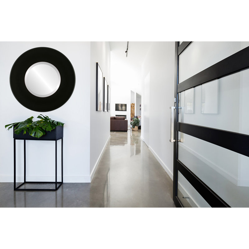 Mahika Round Mirror, 25" H x 25" W, Matte Black