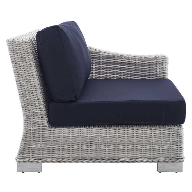 Fauteuil d'extérieur en rotin pour terrasse Conway, Sunbrella® bleu marine
