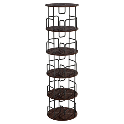 Rotating Bookshelf 5 Tier, Spinning Bookcase, Tall Narrow Bookcase Display Bookshelf, Small Space Rotating Bookshelf Tower For Bedroom, Living Room, Home, Office,Brown