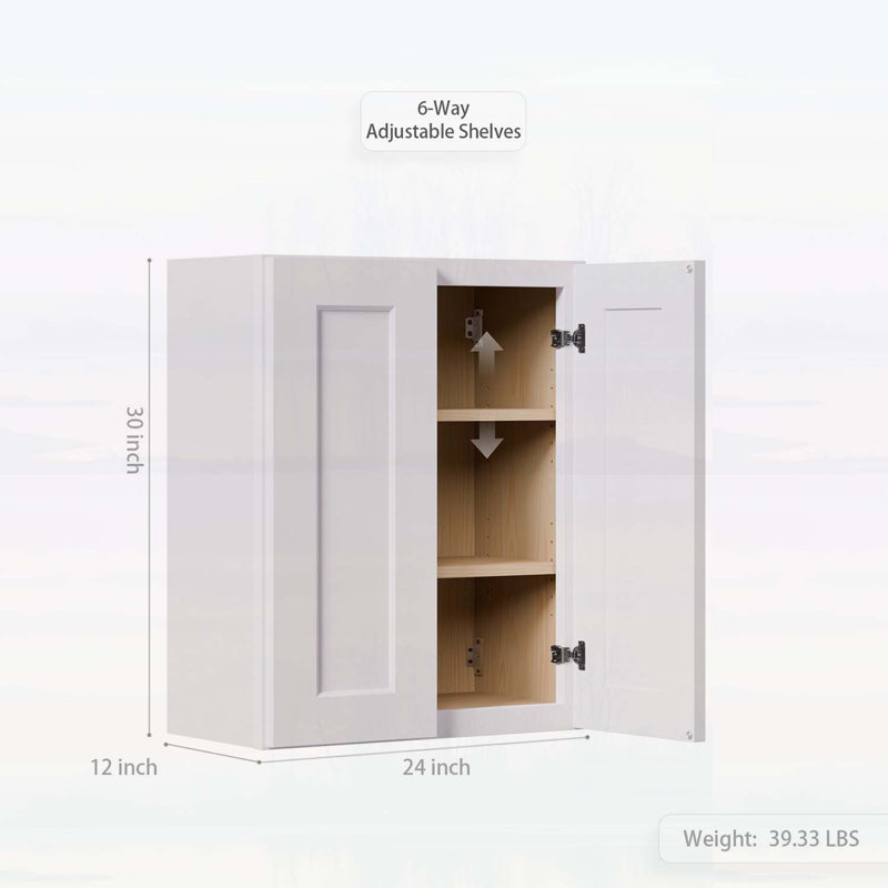 Armoire murale en bois avec portes à fermeture en douceur pour un rangement polyvalent dans la cuisine, la salle de bain, la buanderie et le garage