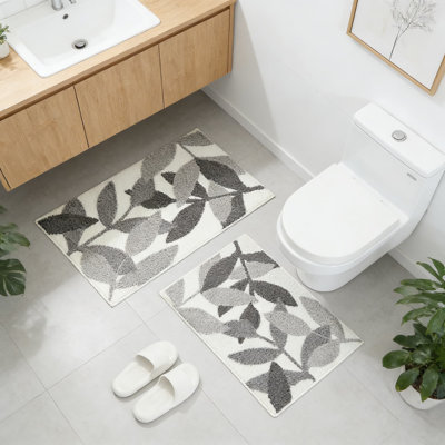 Non-Slip Bath Rug Set, Absorbent Plush Microfiber Bath Mat With TPR Backing, Machine Washable Bathroom Floor Mat For Shower And Indoor Use