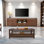New Chinese walnut TV cabinet coffee table set