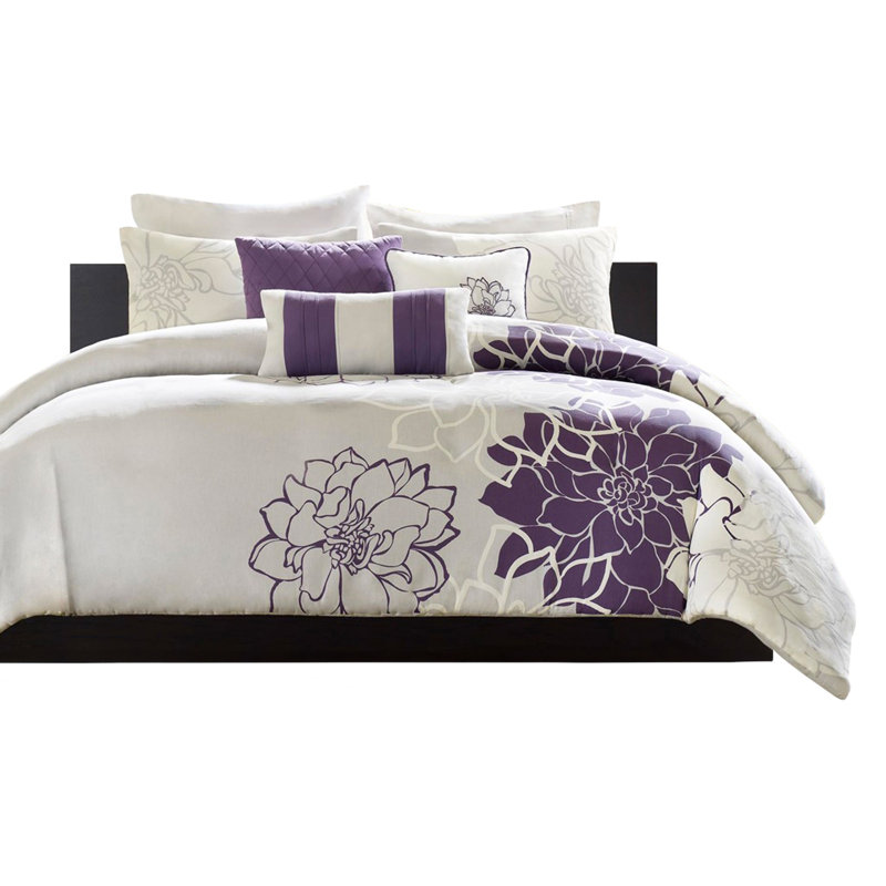 Ensemble de housse de couette 6 pièces, Housse de couette double + 5 pièces supplémentai, Mauve