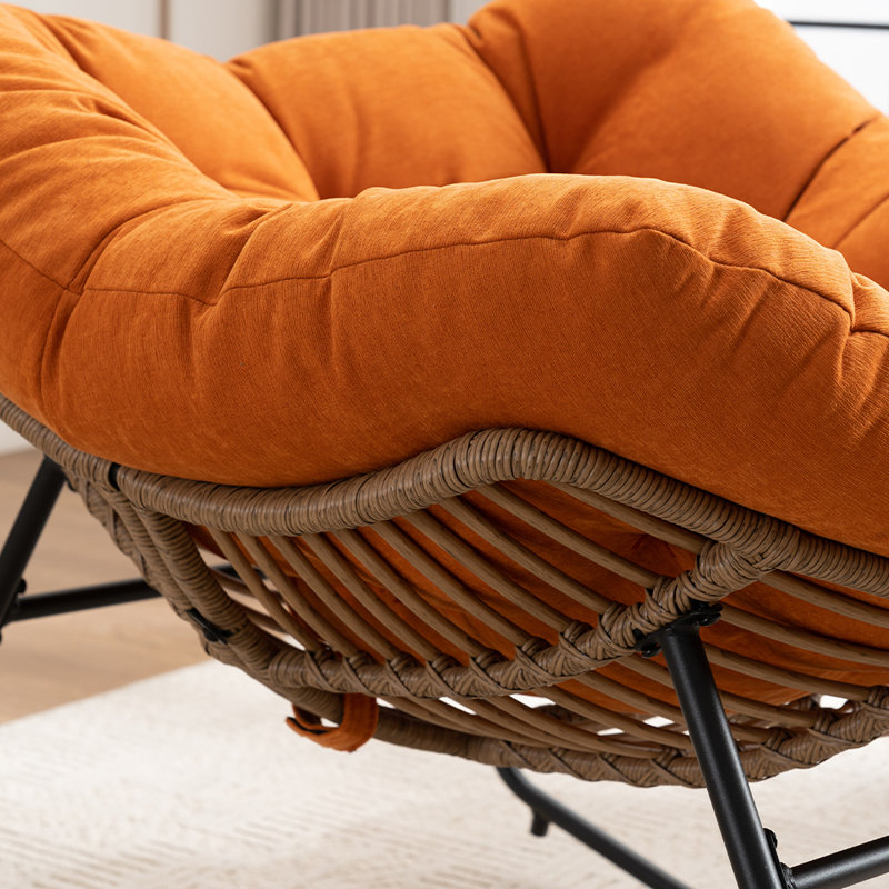 Chaise d'appoint berçante rembourrée Chenille, Orange