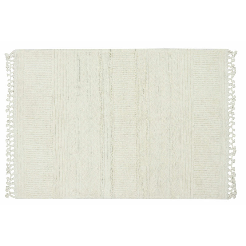 Woolable Kids Hand Tufted Wool Area Rug in Sheep White, Rectangle 4' x 5'6"